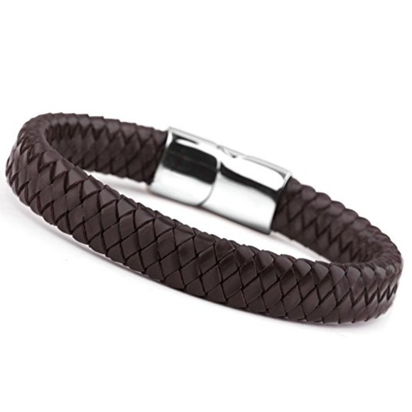 New Stylish Men Braided Leather Bracelet Bangle - Picture 3 of 4
